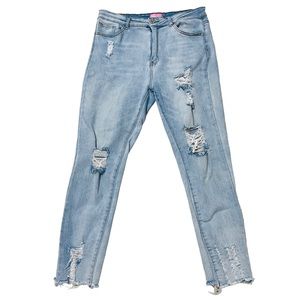 Bamboo Light Wash Distressed Denim Skinny Jeans Women’s Sz 17(juniors) Ankle